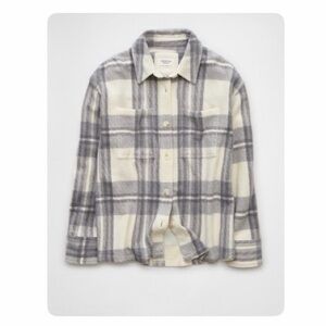 American Eagle Fleece Plaid Shacket
